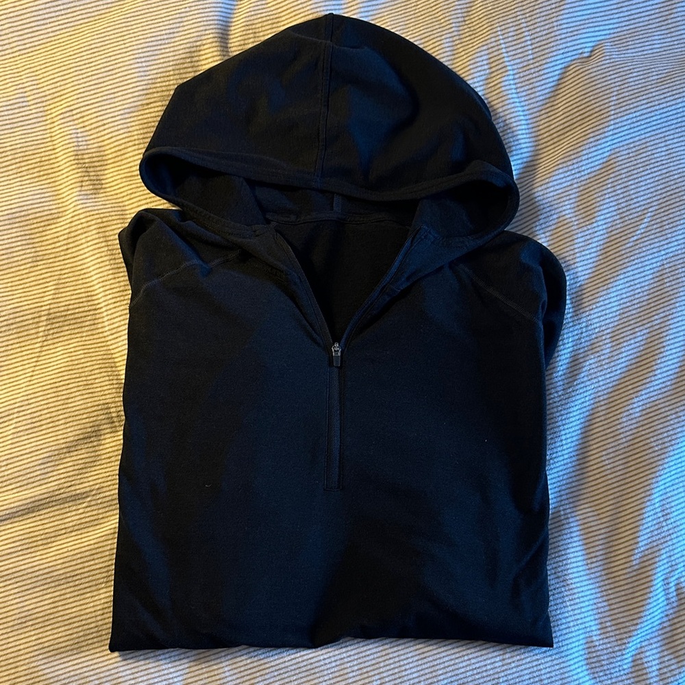 Men's Vuori Black Hooded Quarter Zip